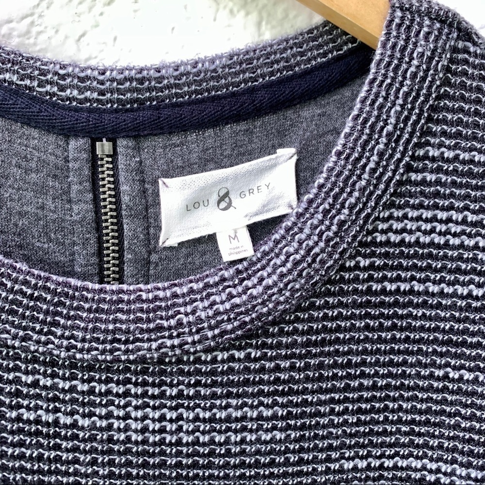 Lou & Grey Gray Black Zipper Back Knit Sweater M - Picture 6 of 8